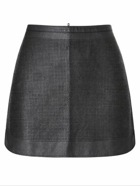 Danier Black Perforated Leather Pencil Midi Skirt Size 10